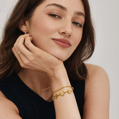 Sunburst Clover Bracelet | 18K Gold-Plated Stainless Steel | 5 Clover Links