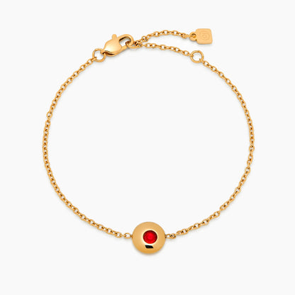 Mini Birthstone Charm Bracelet | 18K Gold-Plated | Bezel Birthstone Charm