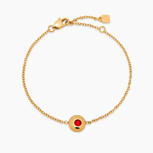 Mini Birthstone Charm Bracelet | 18K Gold-Plated | Bezel Birthstone Charm