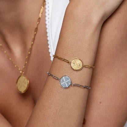 Engraved Compass Bracelet | Gold-Plated | Up to 4 Initials