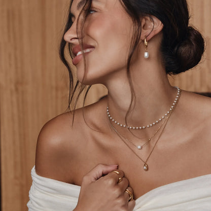 Luna Pearl Drop Necklace | Gold-Plated | Freshwater Pearl in Gold Cradle