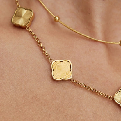 Sunburst Clover Necklace | Gold-Plated | Floral Clover Charms