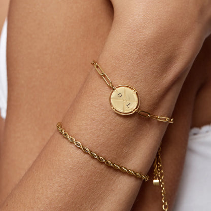 Rope Adjustable Bracelet | Gold-Plated | Slider Chain, Up to 9"