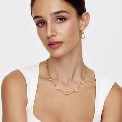 Sunburst Clover Necklace | Gold-Plated | Floral Clover Charms