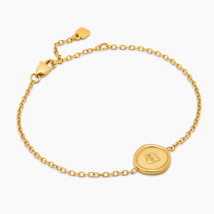 Initial Stamp Bracelet | 18K Gold-Plated | Wax Seal Initial Charm