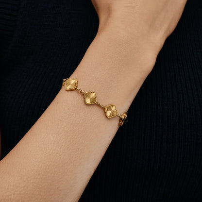Sunburst Clover Bracelet | 18K Gold-Plated Stainless Steel | 5 Clover Links