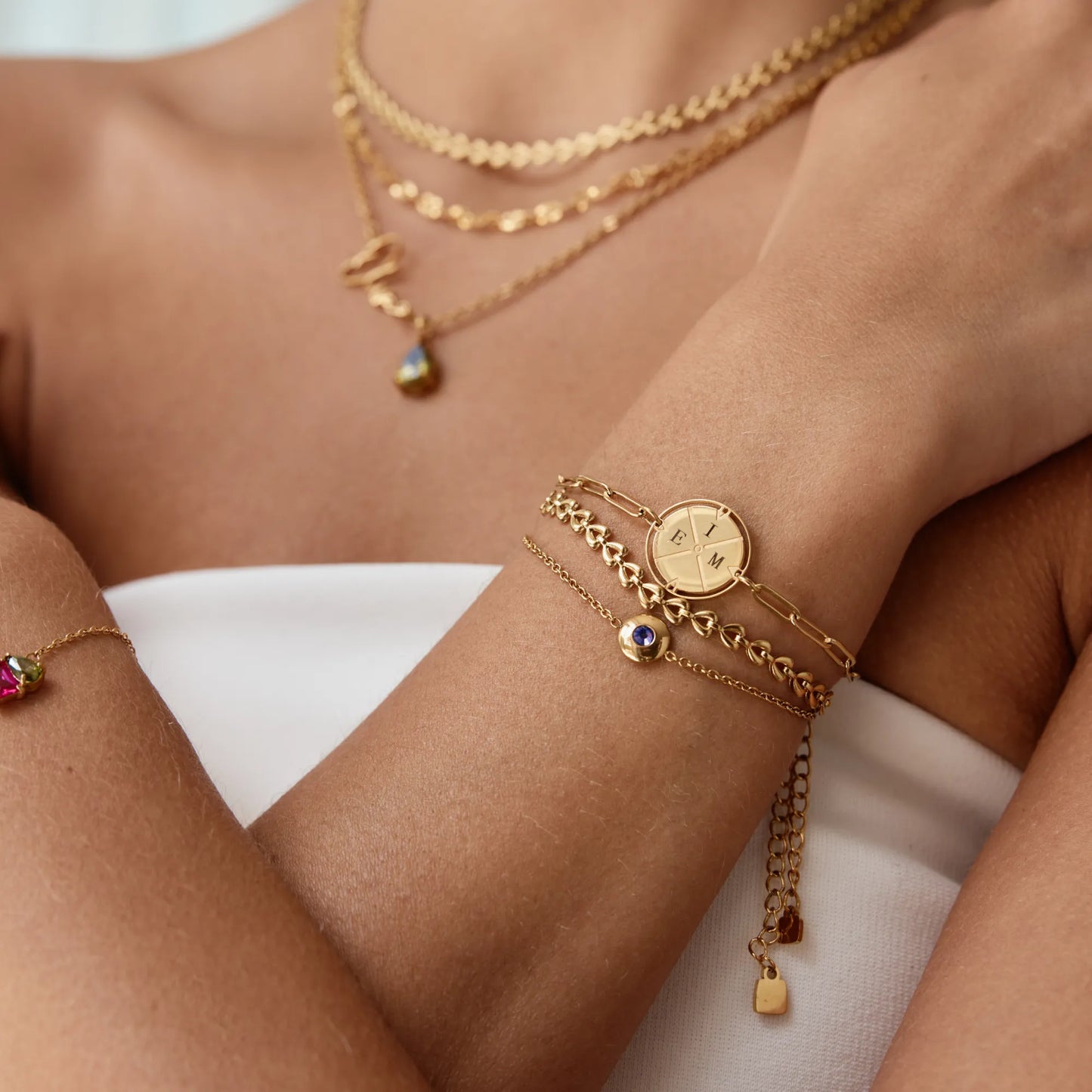 Engraved Compass Bracelet | Gold-Plated | Up to 4 Initials
