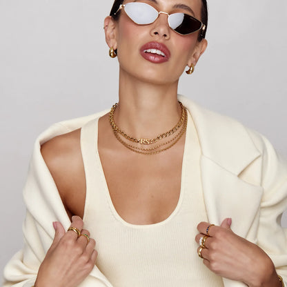 Liquid Bead Necklace | Gold-Plated | Oval Bead Link Chain