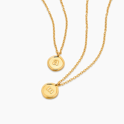 Initial Stamp Necklace | 18K Gold-Plated | Wax Seal Initial Pendant