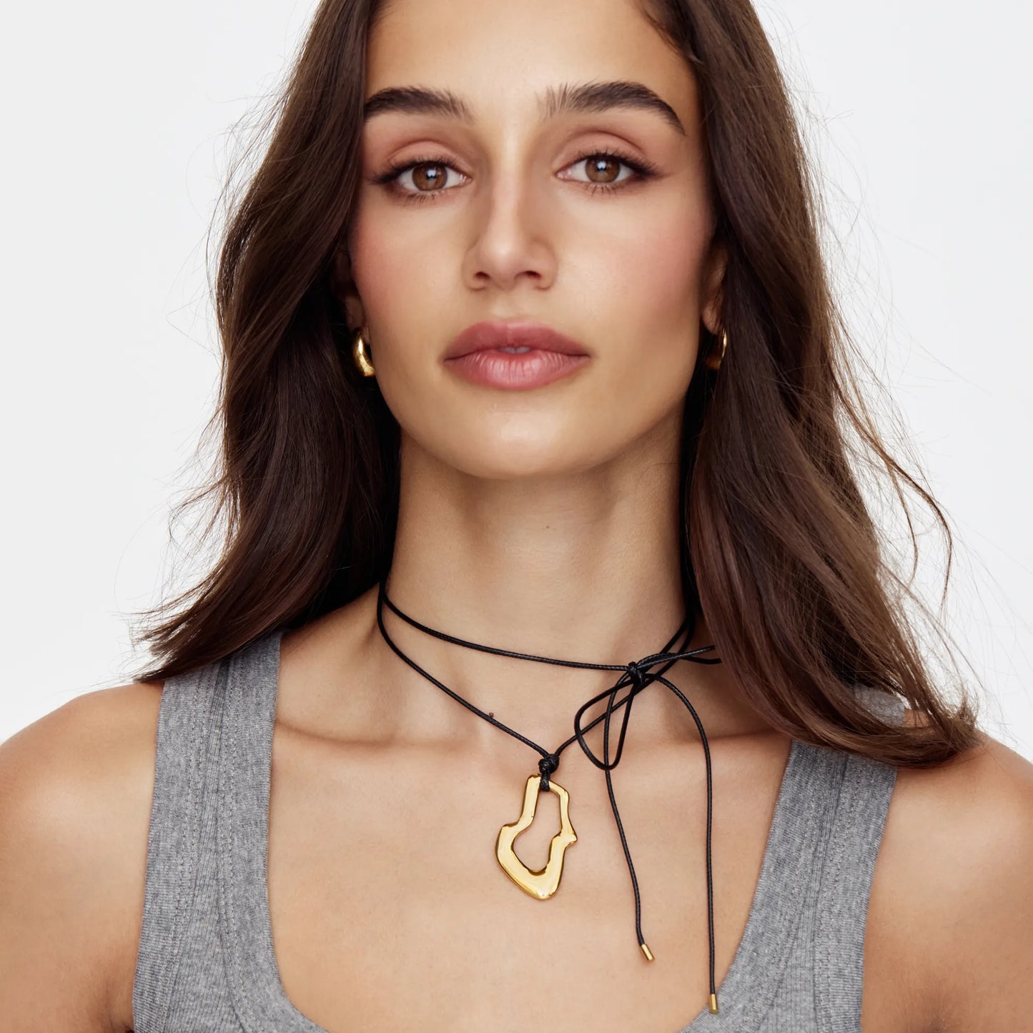 Molten Wave Cord Necklace | Gold-Plated | Wave Pendant on Cord