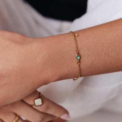 Aqua Droplet Bracelet | Gold-Plated | Aqua Stone Droplet Charm