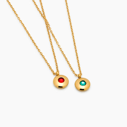 Mini Birthstone Pendant Necklace | 18K Gold-Plated | Bezel-Set Stone Pendant