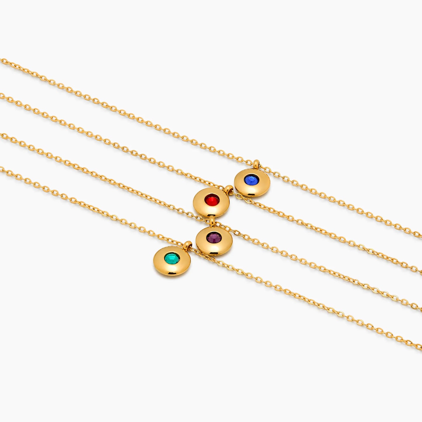 Mini Birthstone Pendant Necklace | 18K Gold-Plated | Bezel-Set Stone Pendant