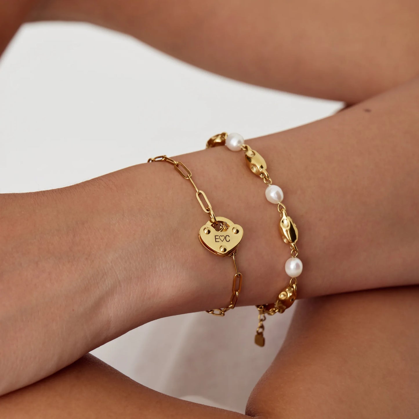 Heart Lock Initial Bracelet | Gold-Plated | Up to 3 Initials, Heart Lock Charm