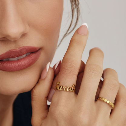 Custom Name Ring | Gold-Plated | 6mm Name Height