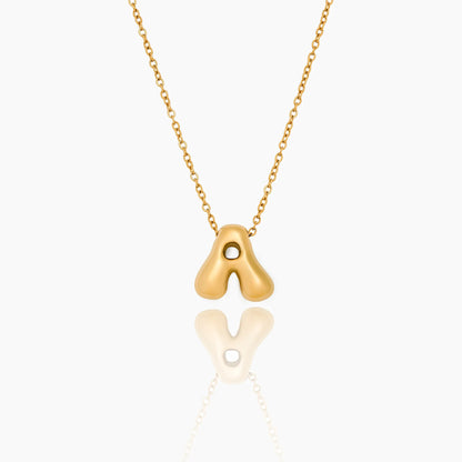 Bubble Statement Initial Necklace | 18K Gold-Plated | 17mm Bubble Letter
