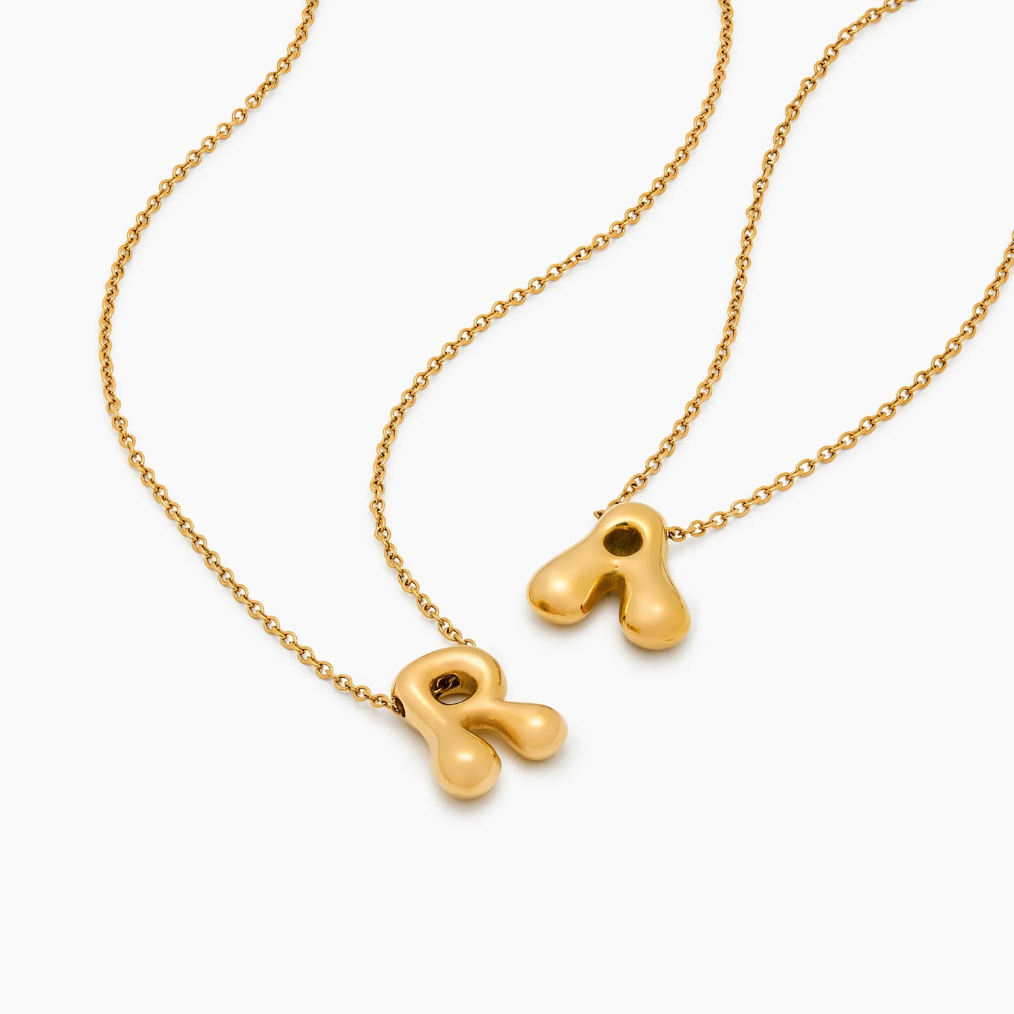 Bubble Statement Initial Necklace | 18K Gold-Plated | 17mm Bubble Letter