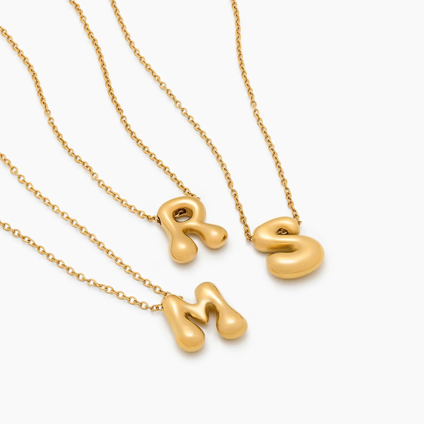 Bubble Statement Initial Necklace | 18K Gold-Plated | 17mm Bubble Letter
