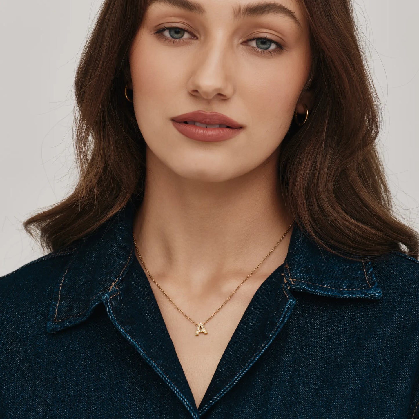 Pavé Initial Necklace | 18K Gold-Plated | Crystal Pavé Letter Pendant