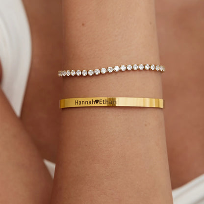 Signature Bar Slider Bracelet | 18K Gold-Plated | 5mm Name Bar, Adjustable