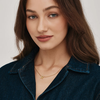 Pavé Initial Necklace | 18K Gold-Plated | Crystal Pavé Letter Pendant