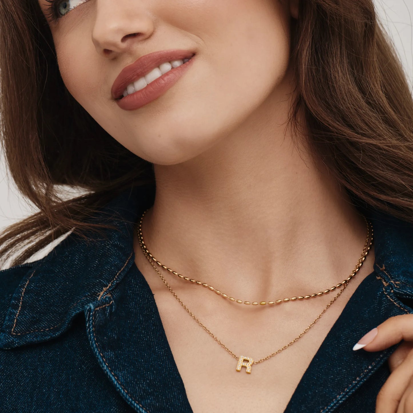 Liquid Bead Necklace | Gold-Plated | Oval Bead Link Chain