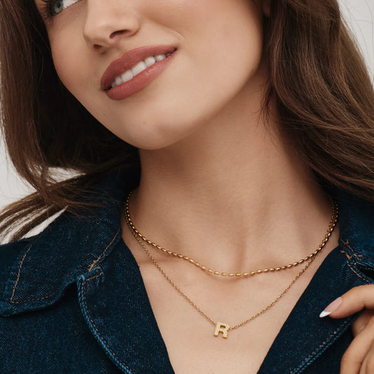Pavé Initial Necklace | 18K Gold-Plated | Crystal Pavé Letter Pendant