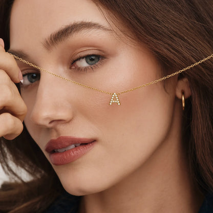 Pavé Initial Necklace | 18K Gold-Plated | Crystal Pavé Letter Pendant