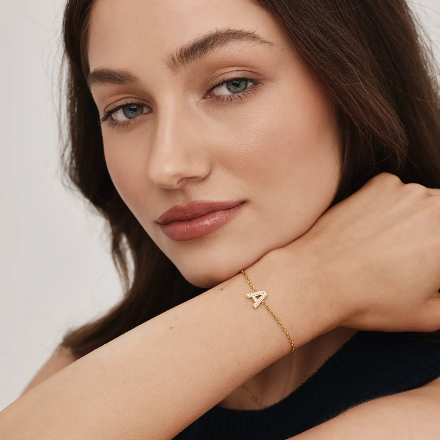 Pavé Initial Bracelet | 18K Gold-Plated | Crystal Pavé Initial Charm