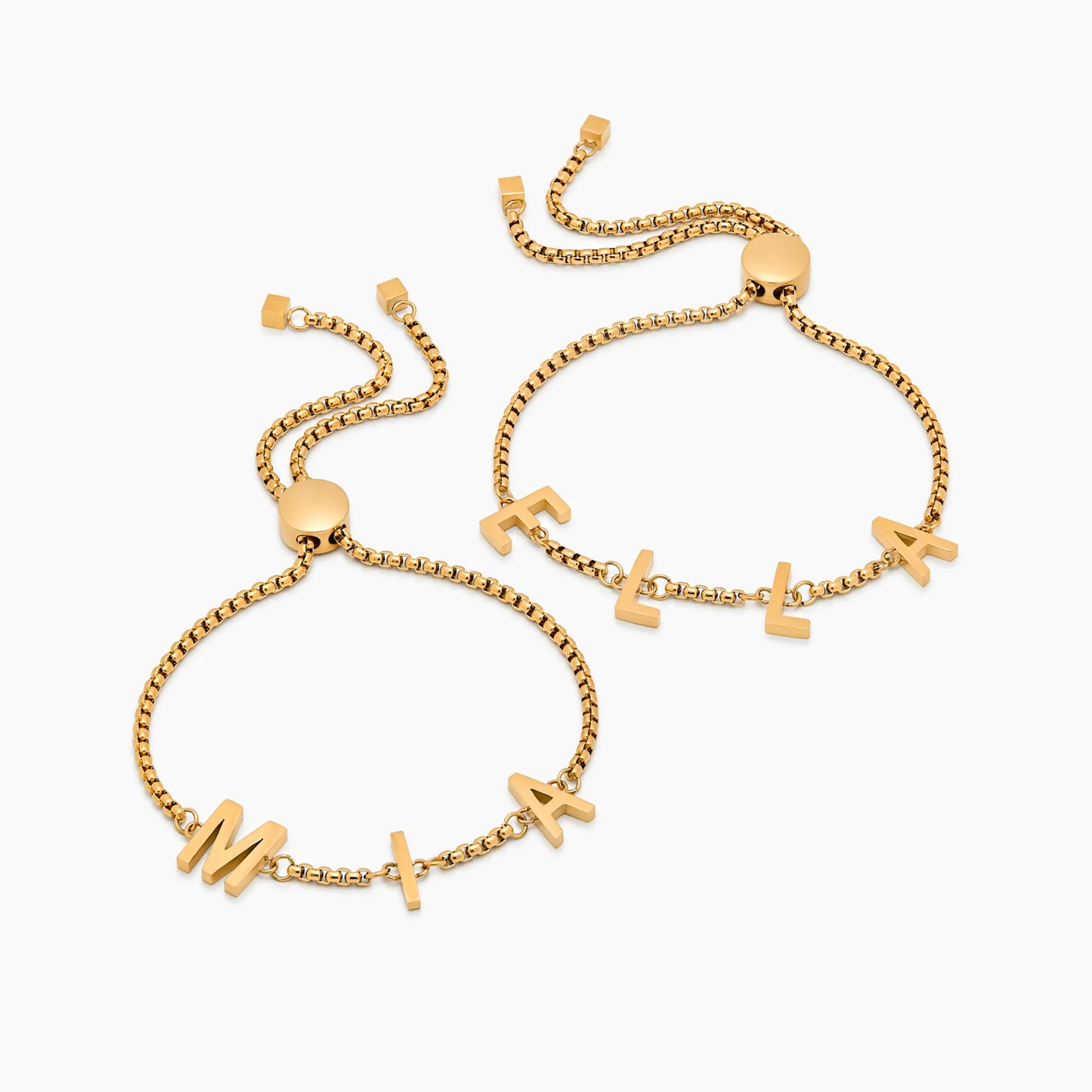 Classic Custom Name Bracelet | Gold-Plated | 7mm Name Letters, Adjustable