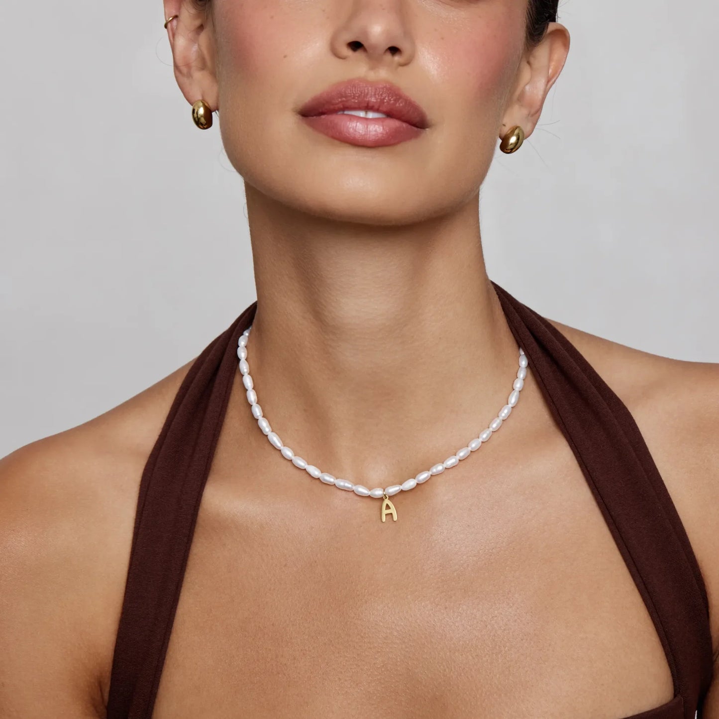 Statement Initial Pearl Necklace | Gold-Plated | Freshwater Pearls & Initial