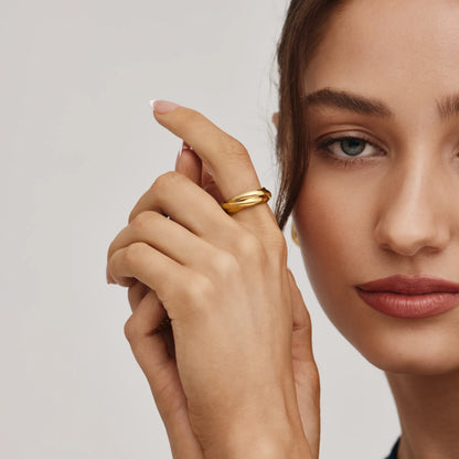 Trio Rolling Ring | Gold-Plated | Three Interlaced Bands