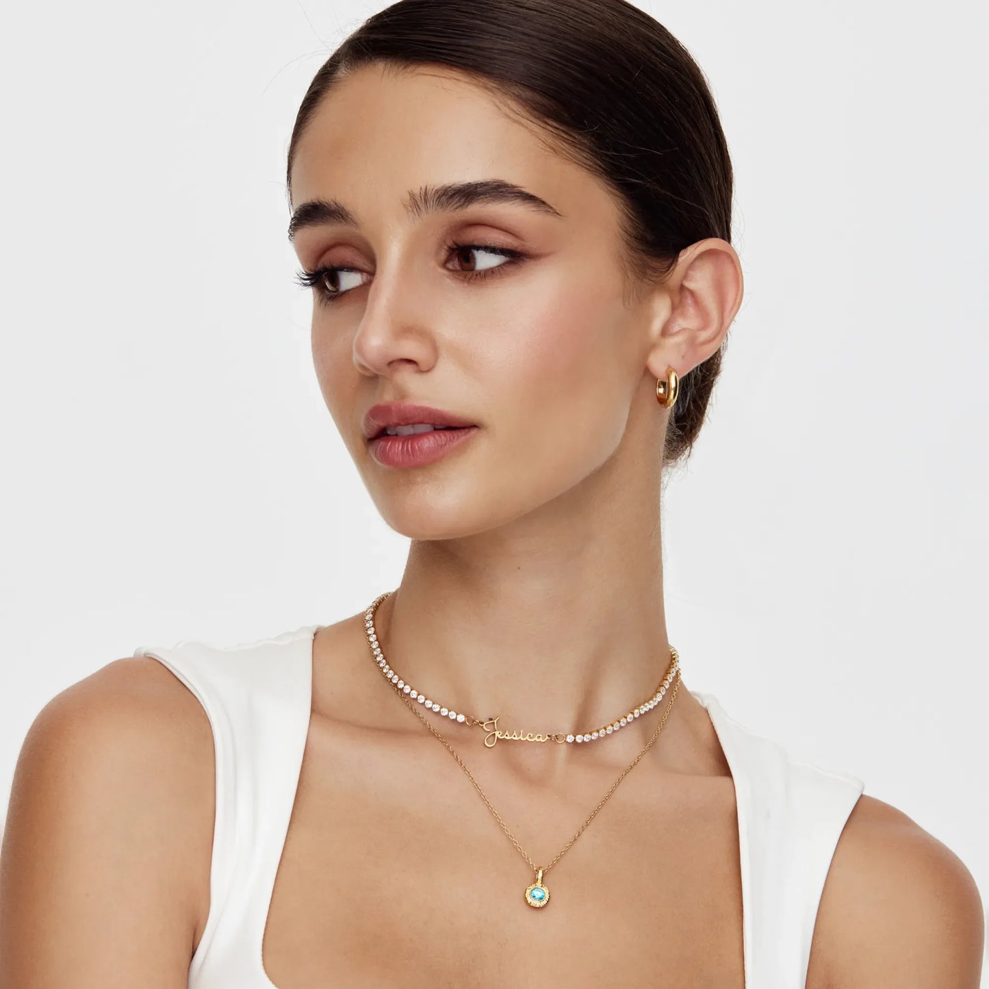Crushed Birthstone Pendant Necklace | 18K Gold-Plated | Crushed Stone Pendant