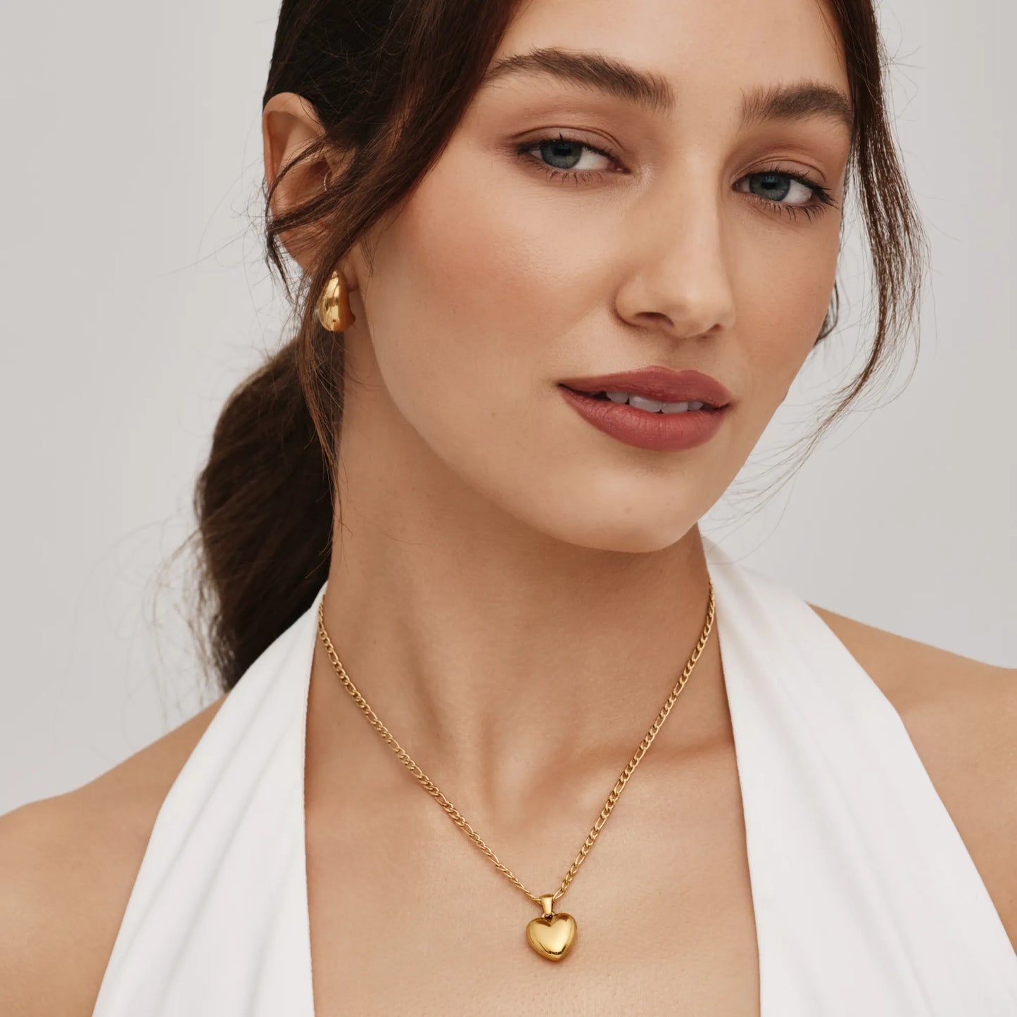 Puffy Heart Pendant Necklace | Gold-Plated | 3D Puffy Heart Charm