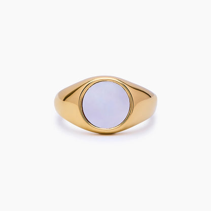 Mother of Pearl Ring | Gold-Plated | Iridescent MOP Face
