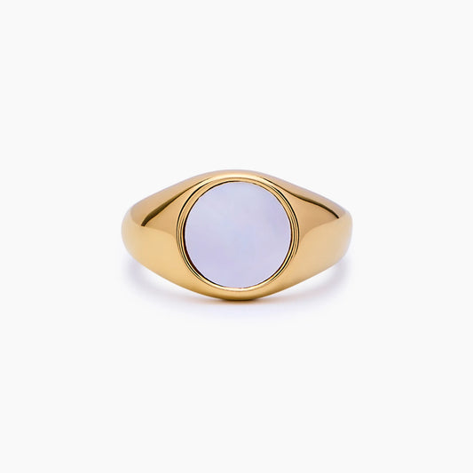 Mother of Pearl Ring | Gold-Plated | Iridescent MOP Face