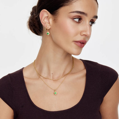 Crushed Birthstone Pendant Necklace | 18K Gold-Plated | Crushed Stone Pendant