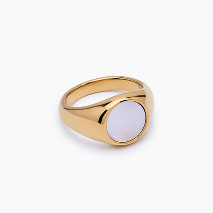 Mother of Pearl Ring | Gold-Plated | Iridescent MOP Face