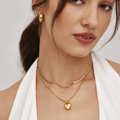Puffy Heart Pendant Necklace | Gold-Plated | 3D Puffy Heart Charm