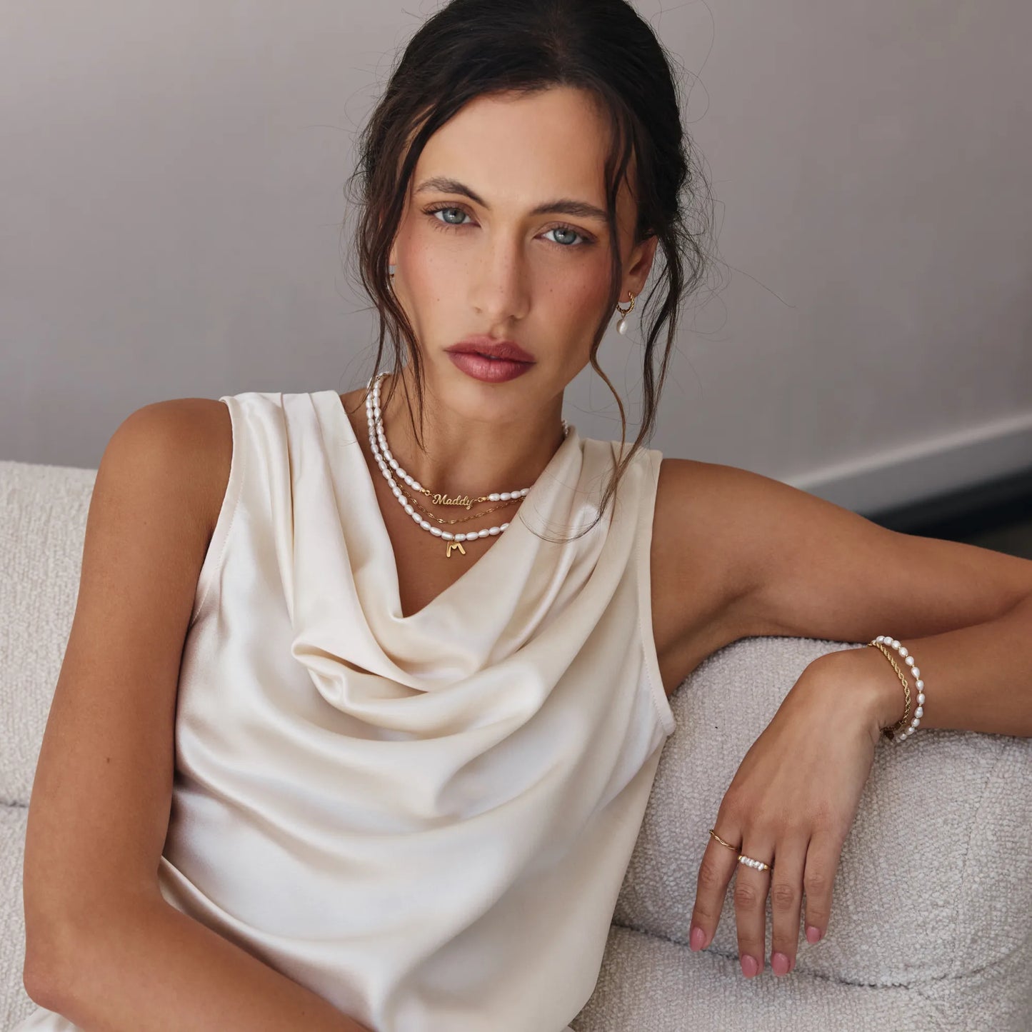 Statement Initial Pearl Necklace | Gold-Plated | Freshwater Pearls & Initial