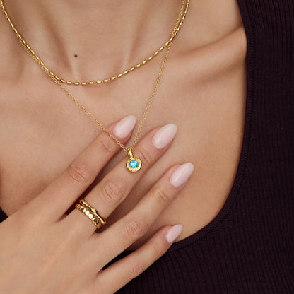 Crushed Birthstone Pendant Necklace | 18K Gold-Plated | Crushed Stone Pendant