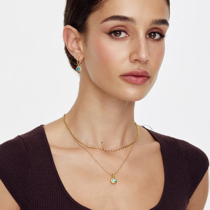 Crushed Birthstone Pendant Necklace | 18K Gold-Plated | Crushed Stone Pendant