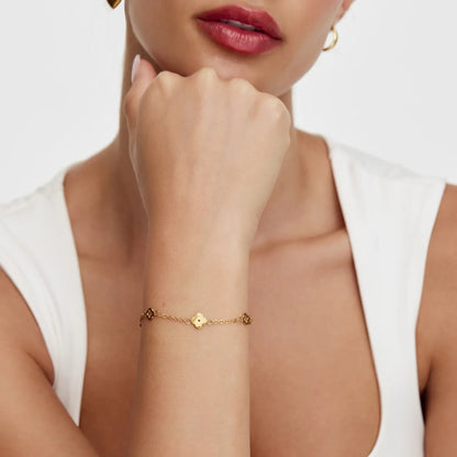 Dainty Clover Bracelet | Gold-Plated | Clover Charm Chain, 6"+2"