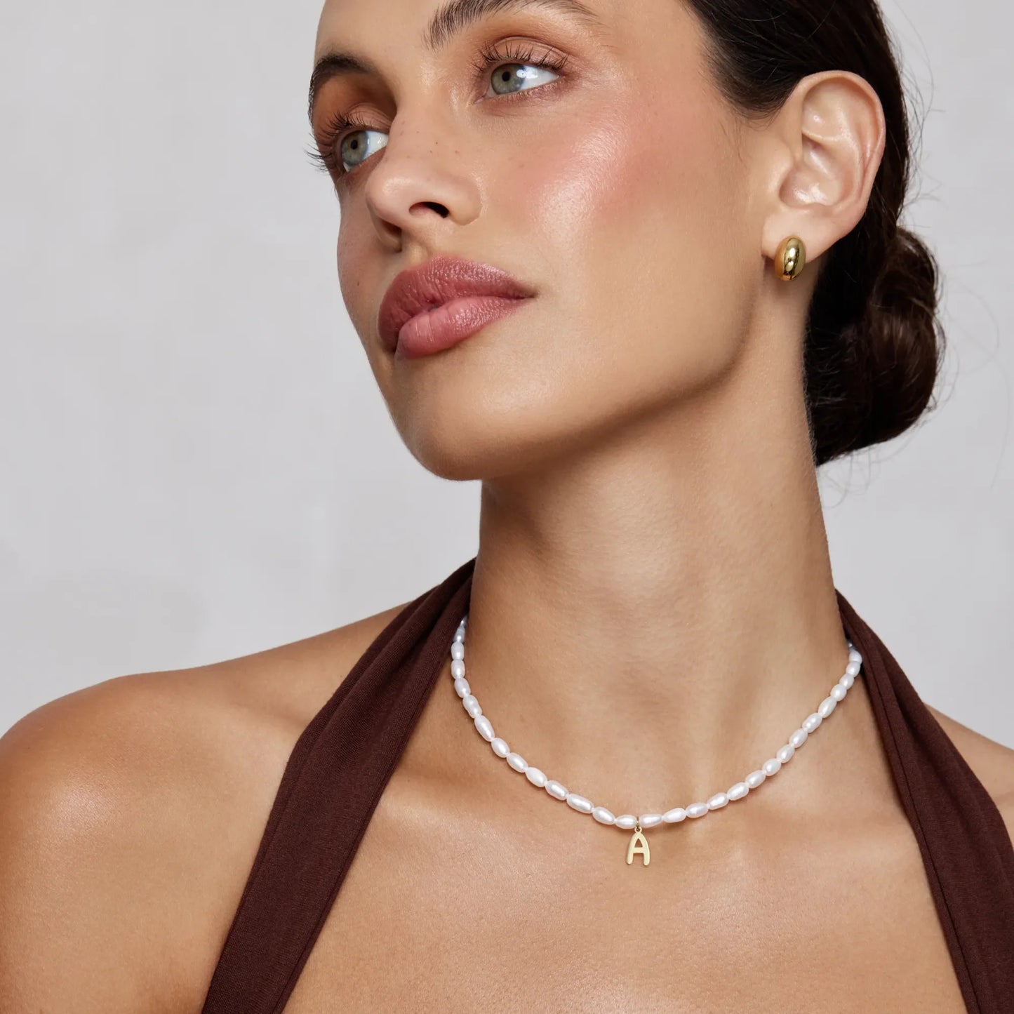 Statement Initial Pearl Necklace | Gold-Plated | Freshwater Pearls & Initial