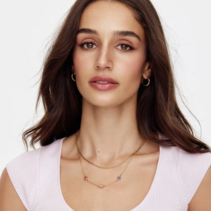 Personalized Multi-Birthstone Necklace | Gold-Plated | 2+ Birthstone Bezel Row