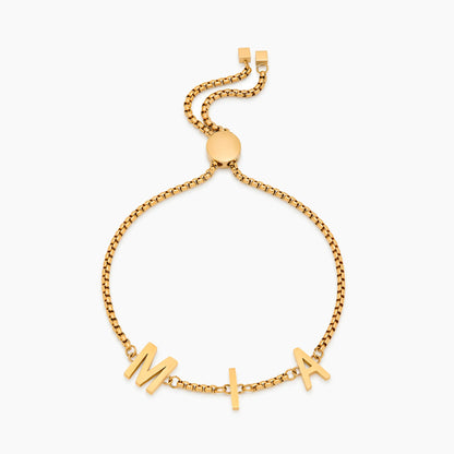 Classic Custom Name Bracelet | Gold-Plated | 7mm Name Letters, Adjustable