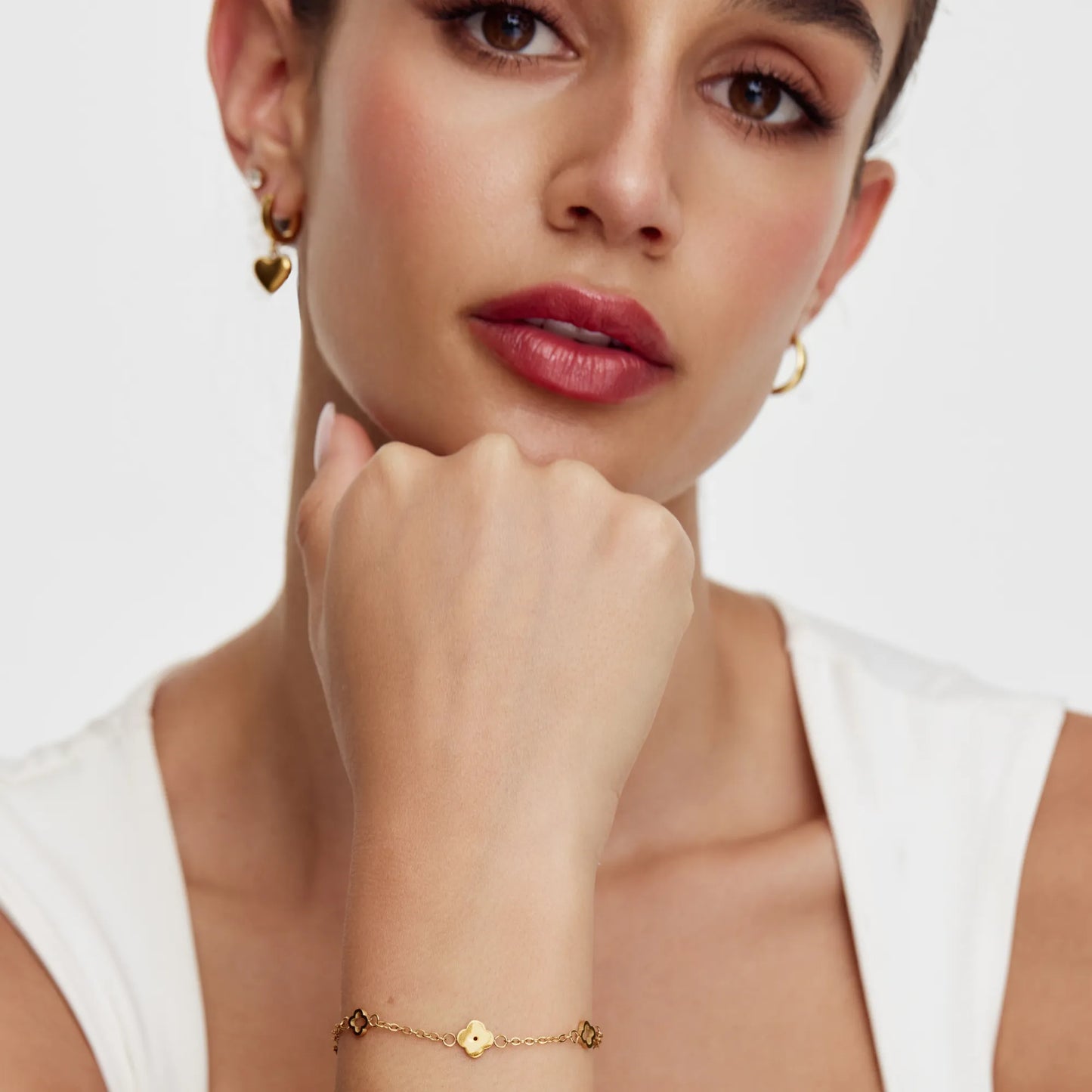 Dainty Clover Bracelet | Gold-Plated | Clover Charm Chain, 6"+2"