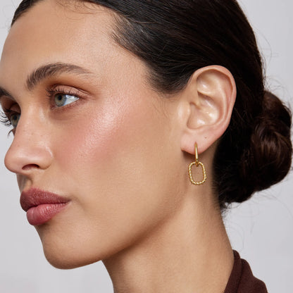 Roma Link Drop Hoops | 18K Gold-Plated Stainless Steel | 12mm x 27mm Drop