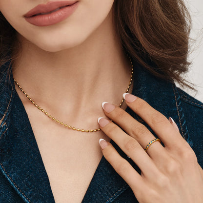 Liquid Bead Necklace | Gold-Plated | Oval Bead Link Chain