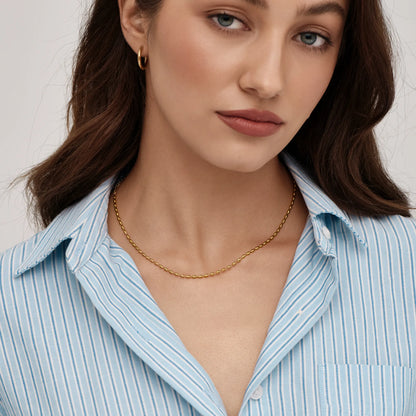 Liquid Bead Necklace | Gold-Plated | Oval Bead Link Chain